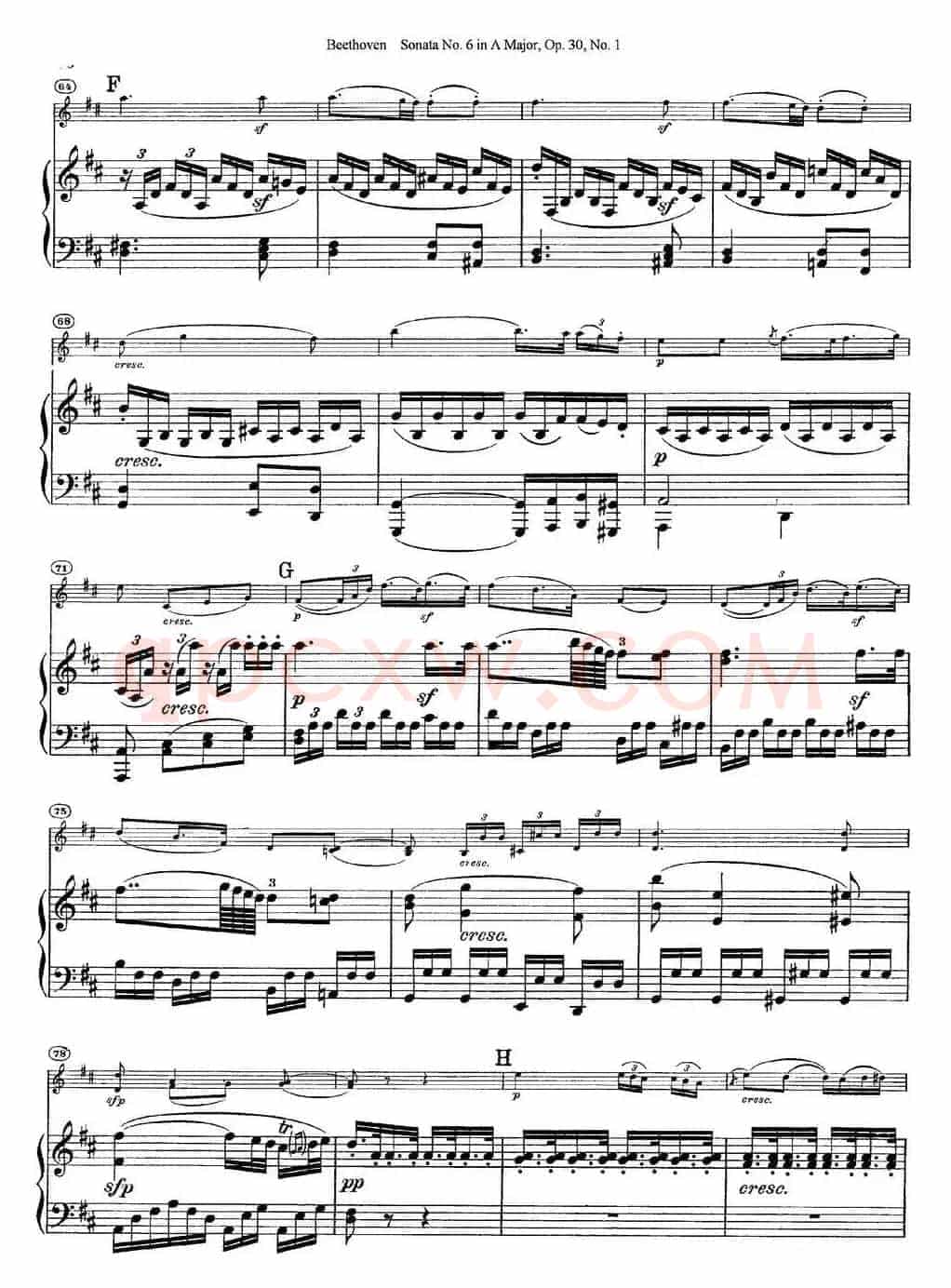 Violin Sonata No.6 in A Major Op.30 No.1（小提琴+钢琴伴奏）