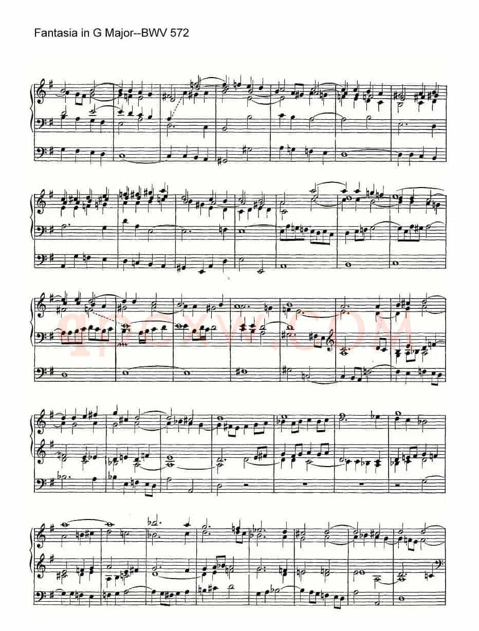Fantasia in G Major--BWV 572（管风琴谱）