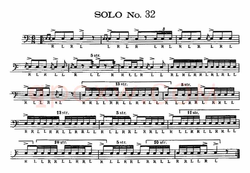 美国军鼓 SOLO No.31-35（爵士鼓谱）