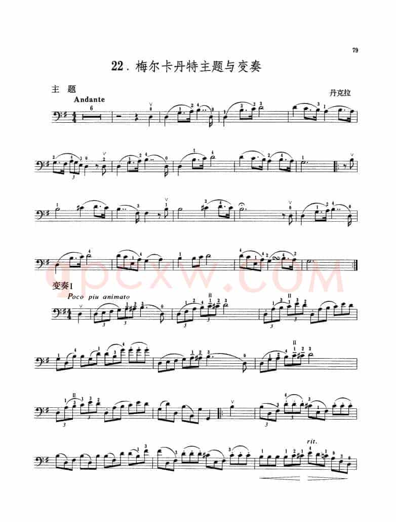 梅尔卡丹特主题与变奏（大提琴）