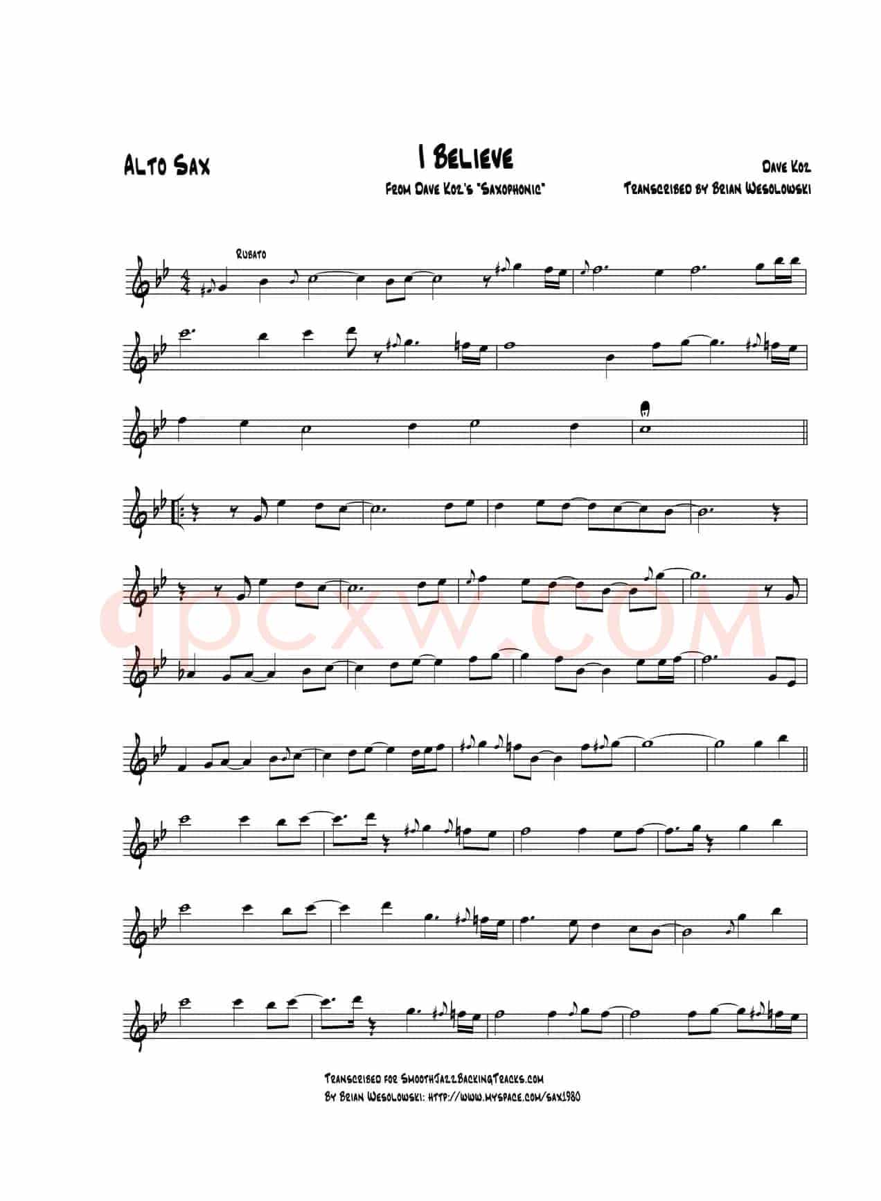 I Believe（中音萨克斯）