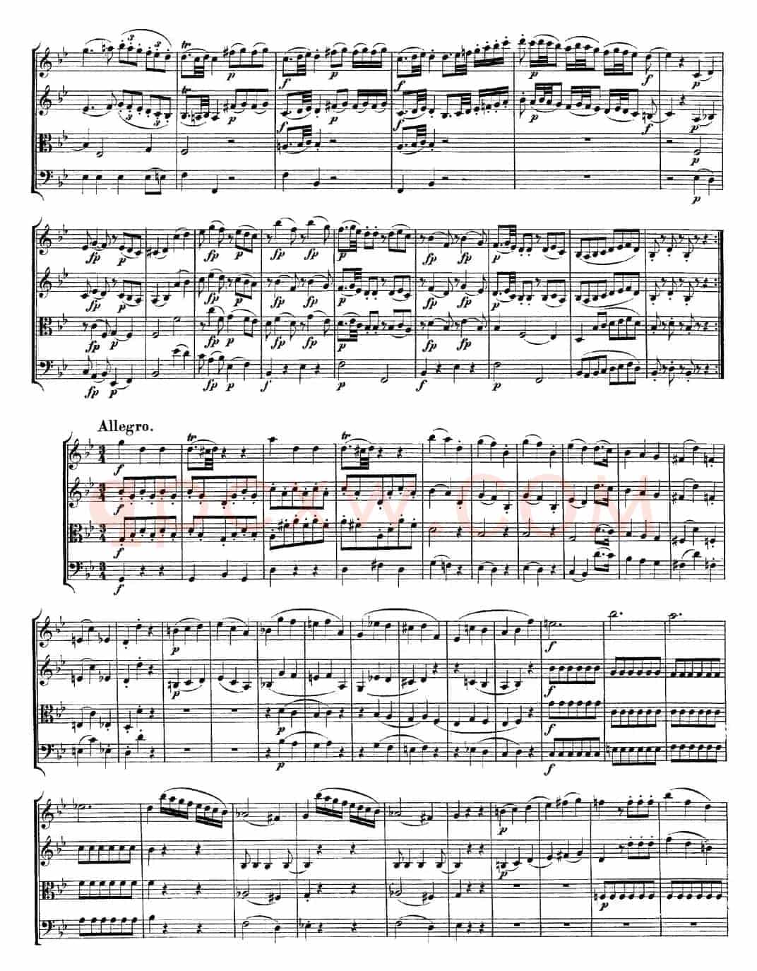Mozart《Quartet No.6 in Bb Major,K.159》（总谱）