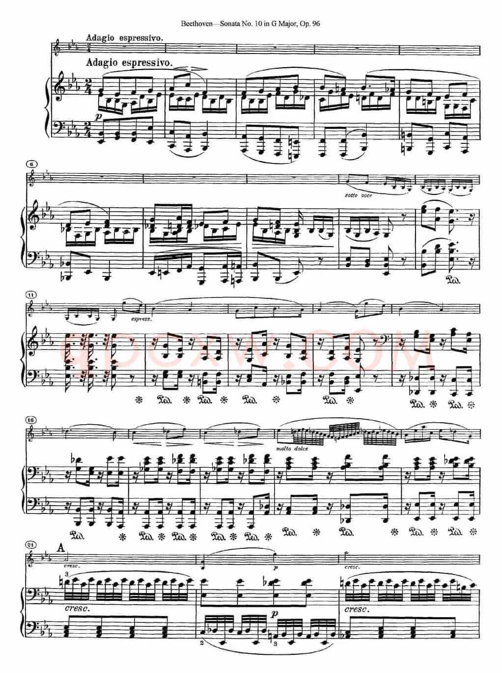 Violin Sonata No.10 in G Major Op.96（小提琴+钢琴伴奏）