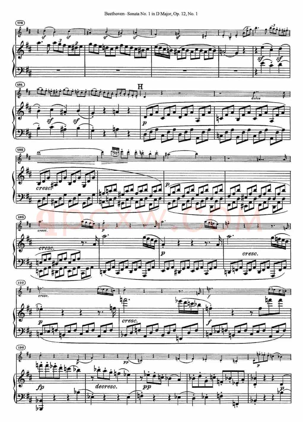Violin Sonata No.1 in D Major Op.12 No.1（小提琴+钢琴伴奏）