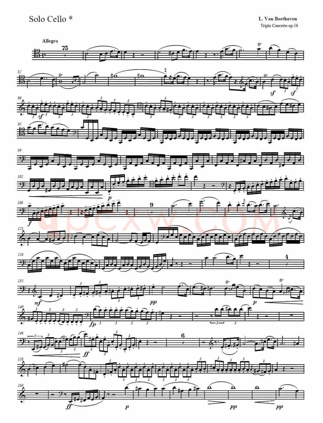 贝多芬  C大调三重协奏曲 第一乐章 作品56（大提琴分谱）
