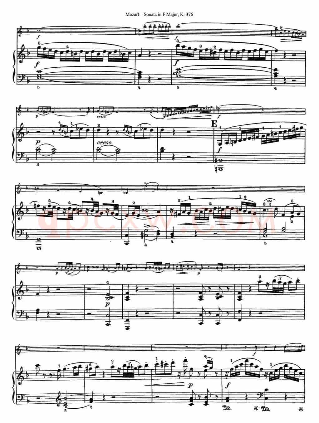 Violin Sonata in F Major K.376（小提琴+钢琴伴奏）