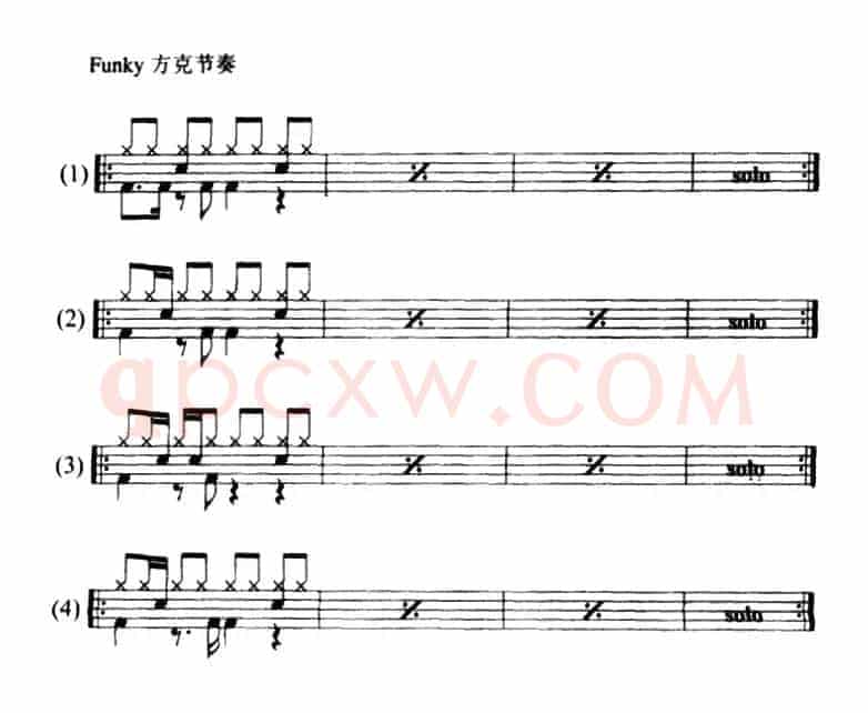25条架子鼓方克(Funky)节奏型练习