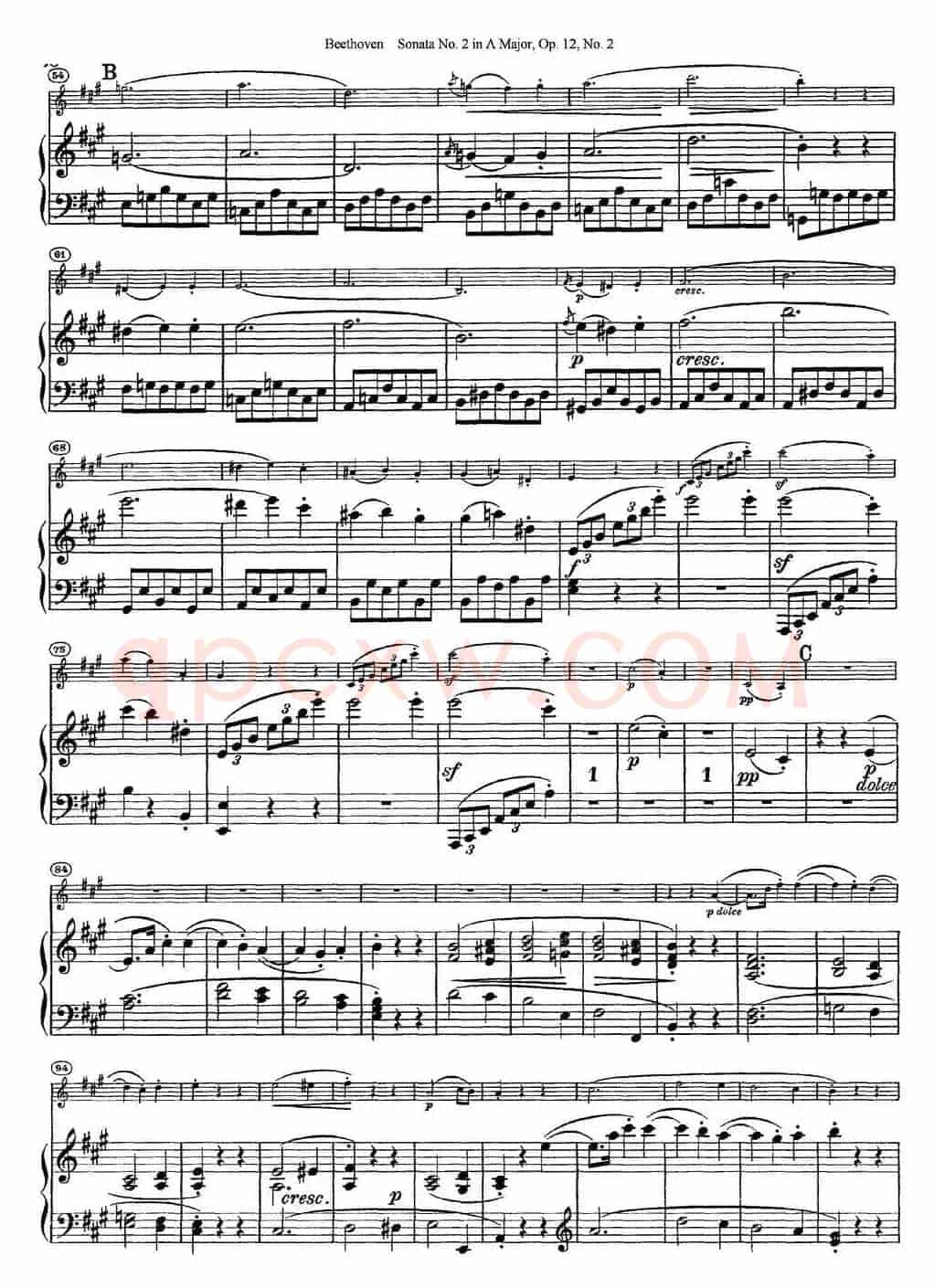 Violin Sonata No.2 in A Major Op.12 No.2（小提琴+钢琴伴奏）