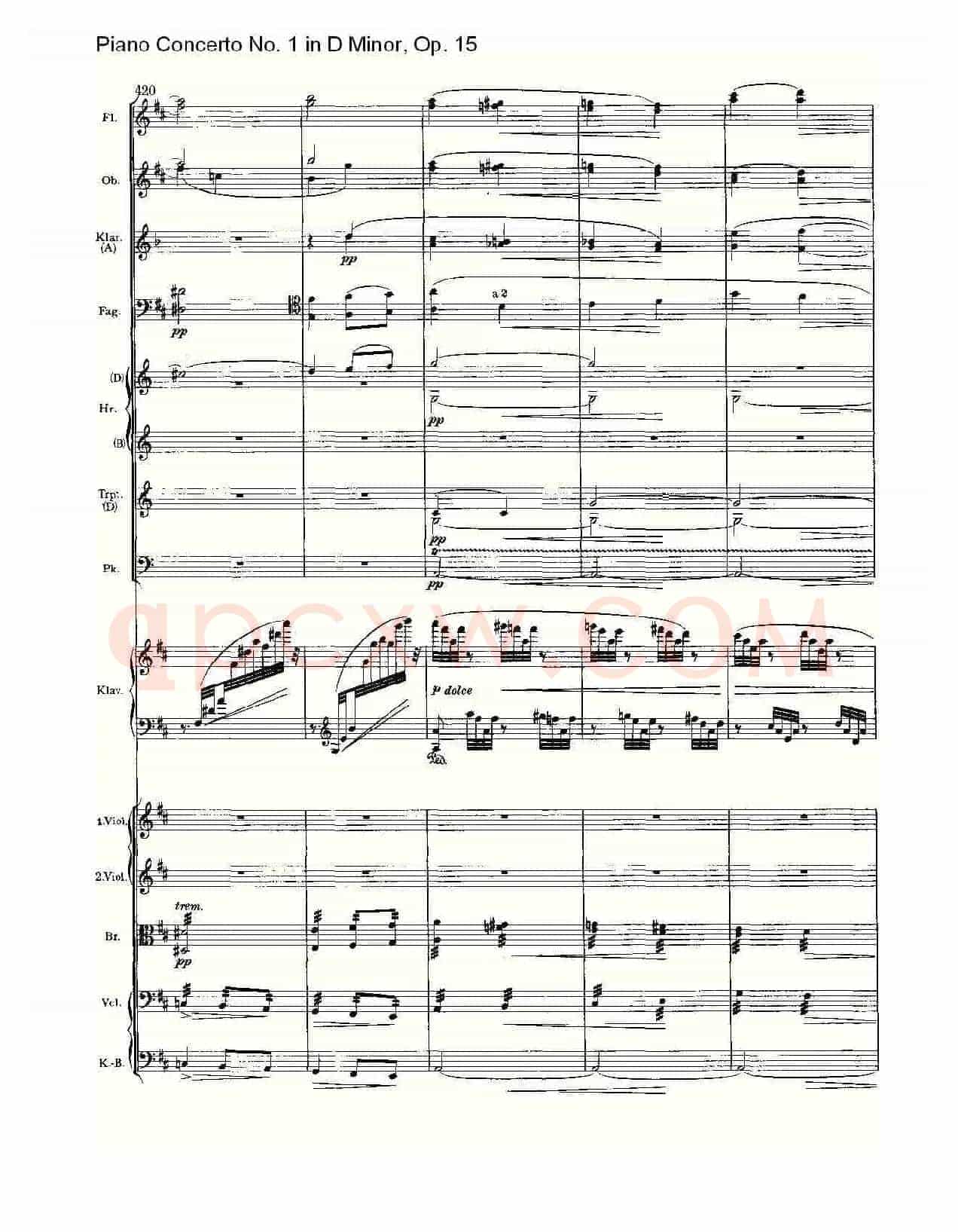 D小调钢琴第一协奏曲, Op.15第三乐章(一)