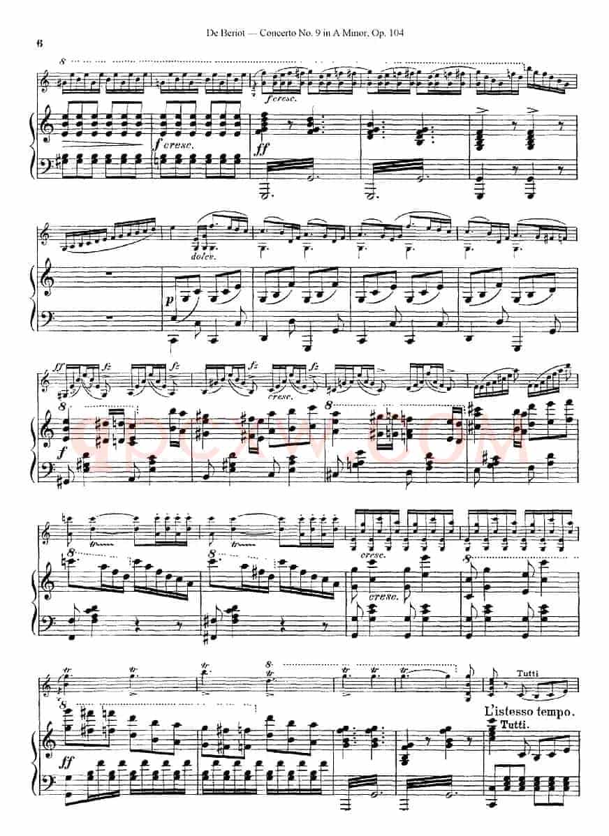 Beriot《Concerto No.9 in A Minor》Op.104（贝里奥《A小调第九小提琴协奏曲》Op.104、小提琴+钢琴伴奏）