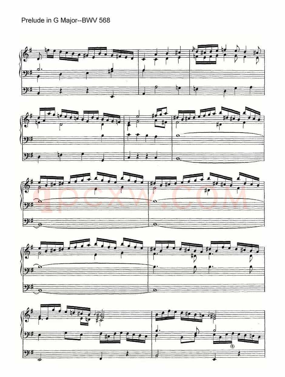 Prelude in G Major--BWV 568(管风琴谱)