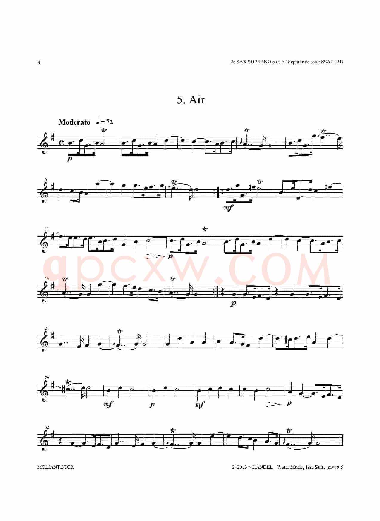 Water Music（HWV.348 No.1）（第二高音萨克斯）