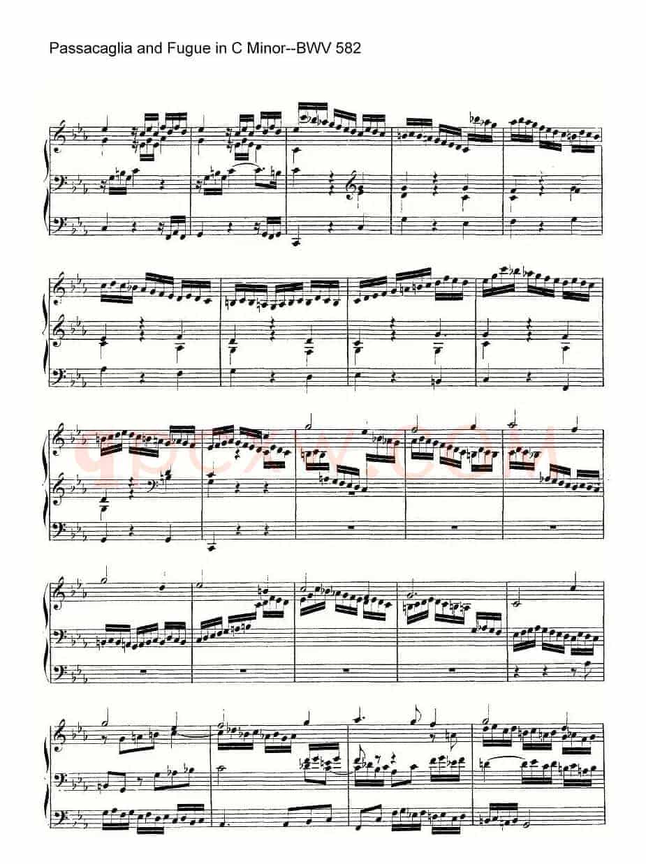 Passacaglia and Fugue in C Minor--BWV 582(管风琴谱)