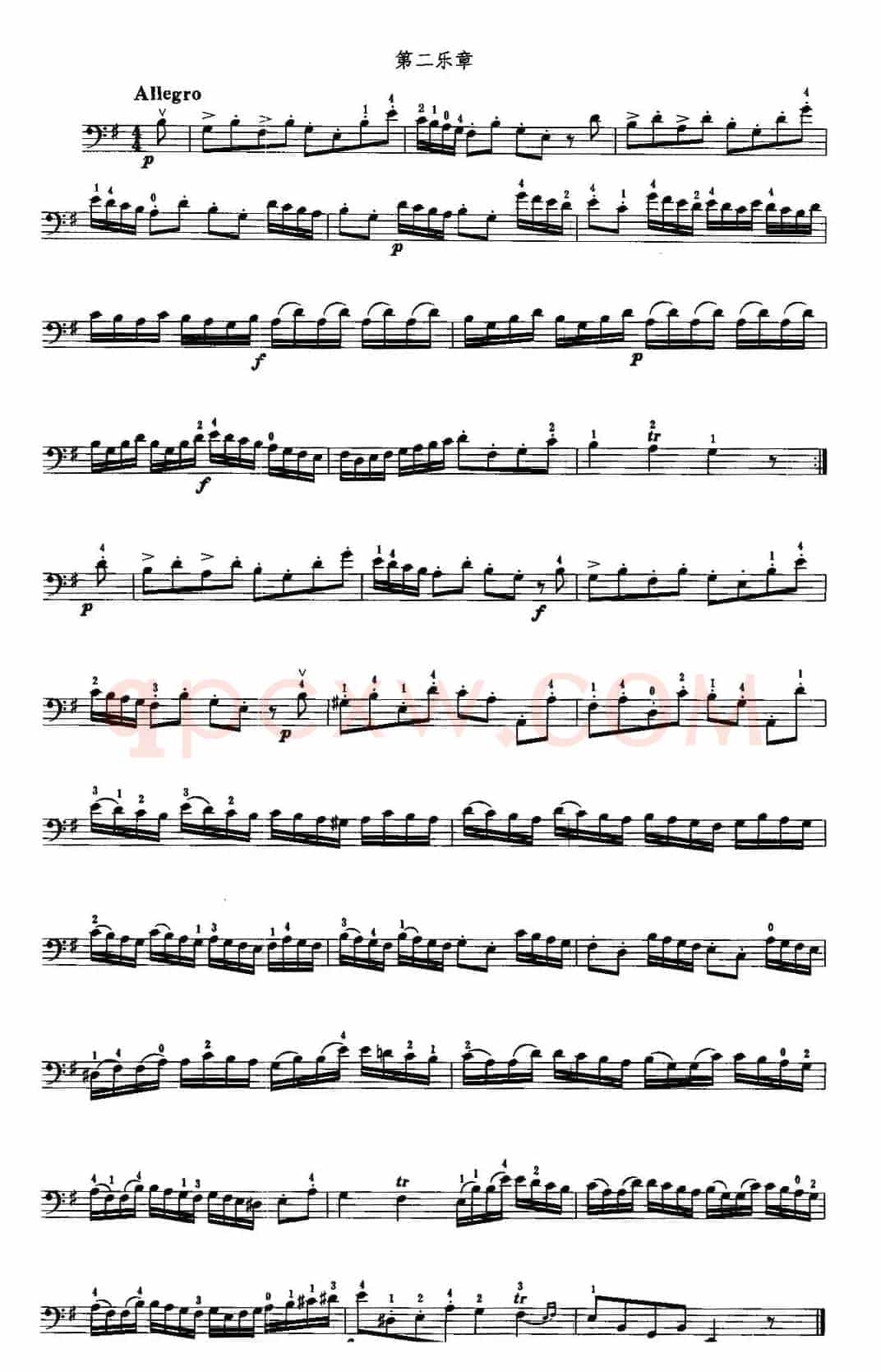 e小调奏鸣曲第二乐章（大提琴）