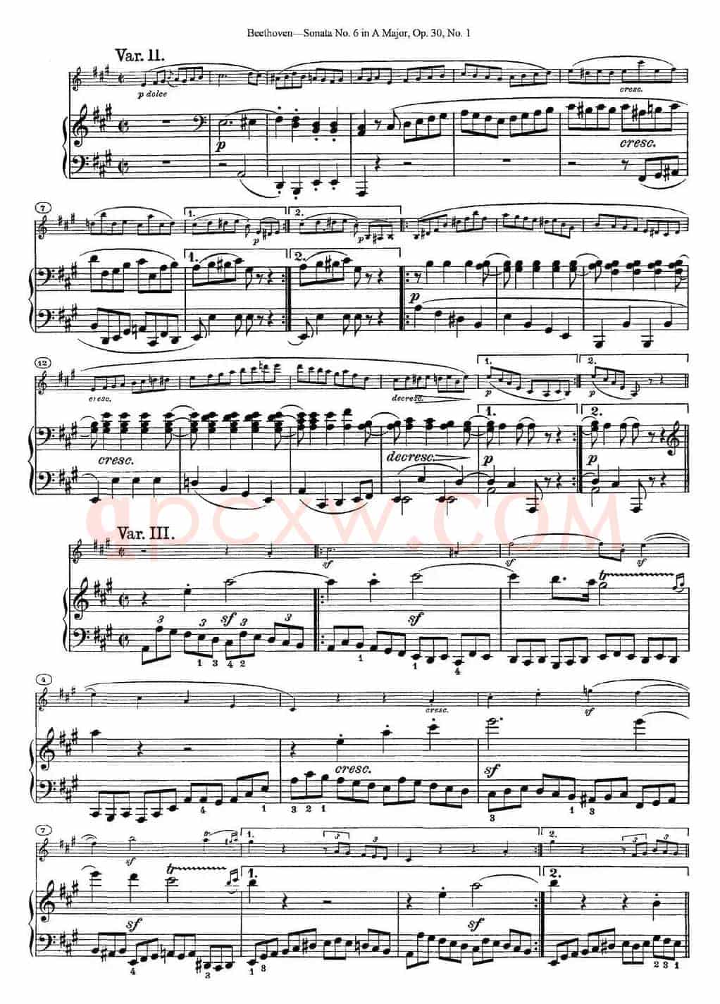 Violin Sonata No.6 in A Major Op.30 No.1（小提琴+钢琴伴奏）