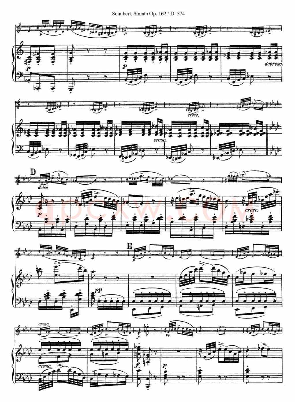 Violin Sonata in A major Op.162 D.574（小提琴+钢琴伴奏）