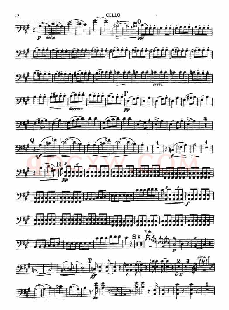 TROUT QUINTET（鳟鱼五重奏）（第一大提琴分谱）