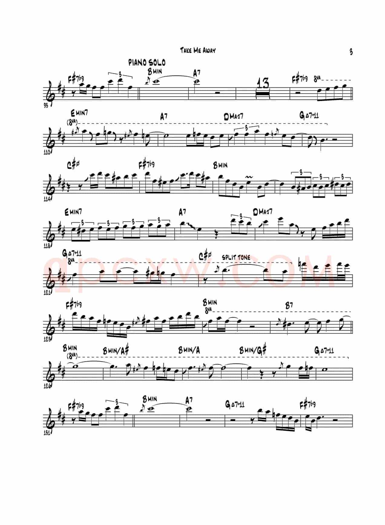 Take Me Away（次中音萨克斯 ）
