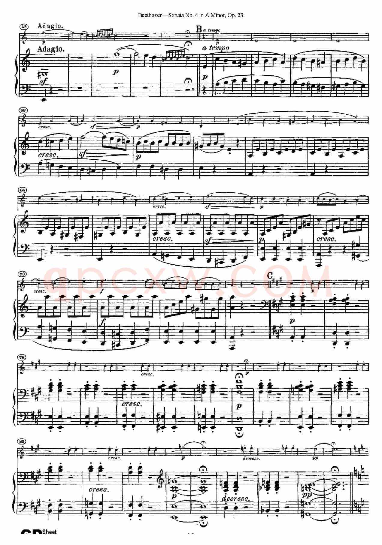Violin Sonata No.4 in A Minor Op.23（小提琴+钢琴伴奏）