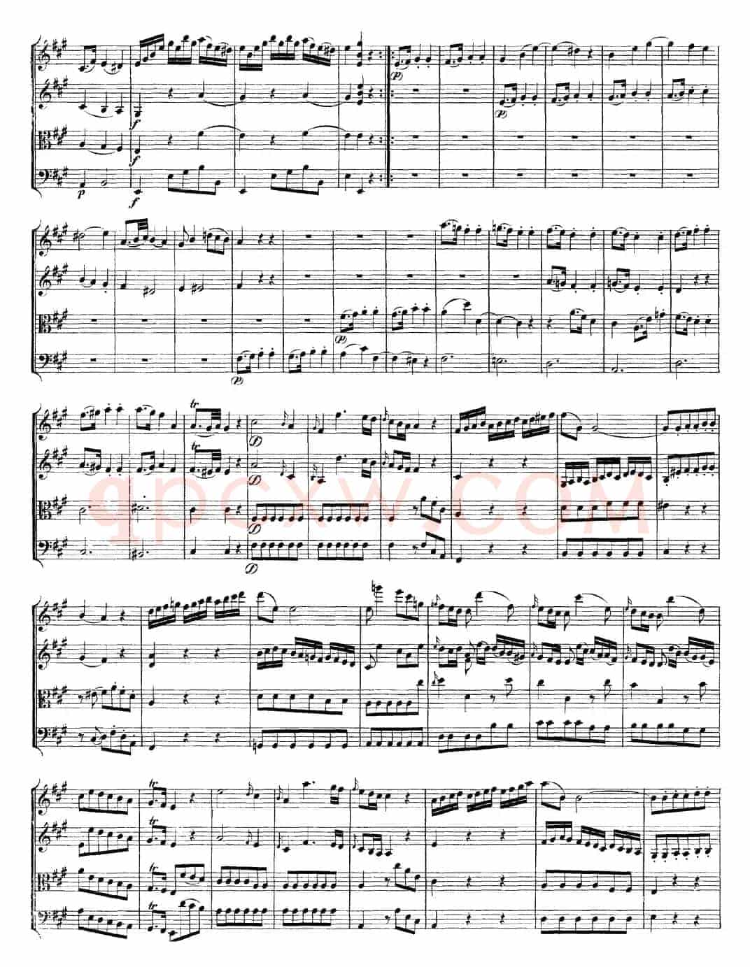 Mozart《Quartet No.9 in A Major,K.169》（总谱）