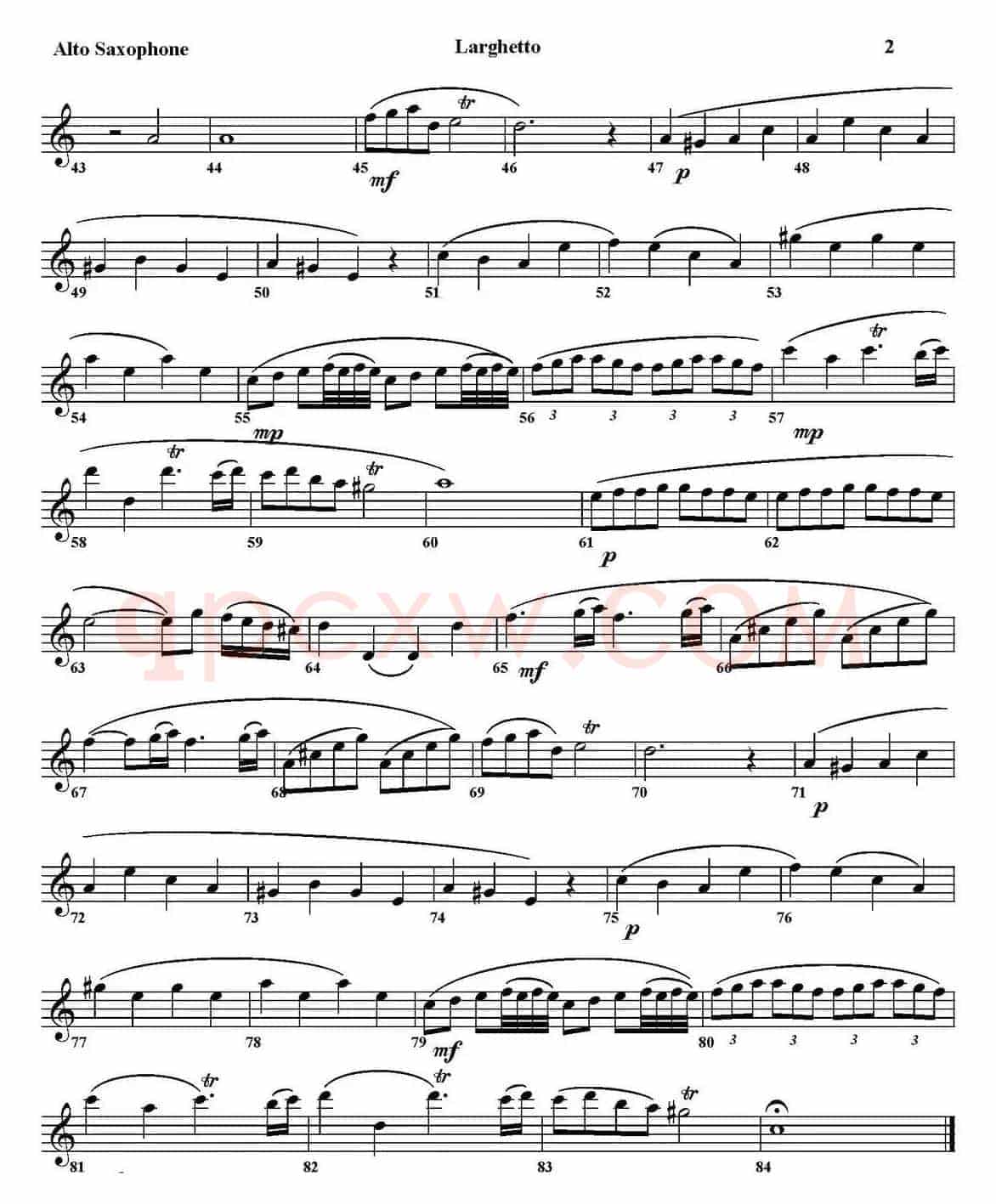 LARGHETTO（四重奏·中音萨克斯分谱）