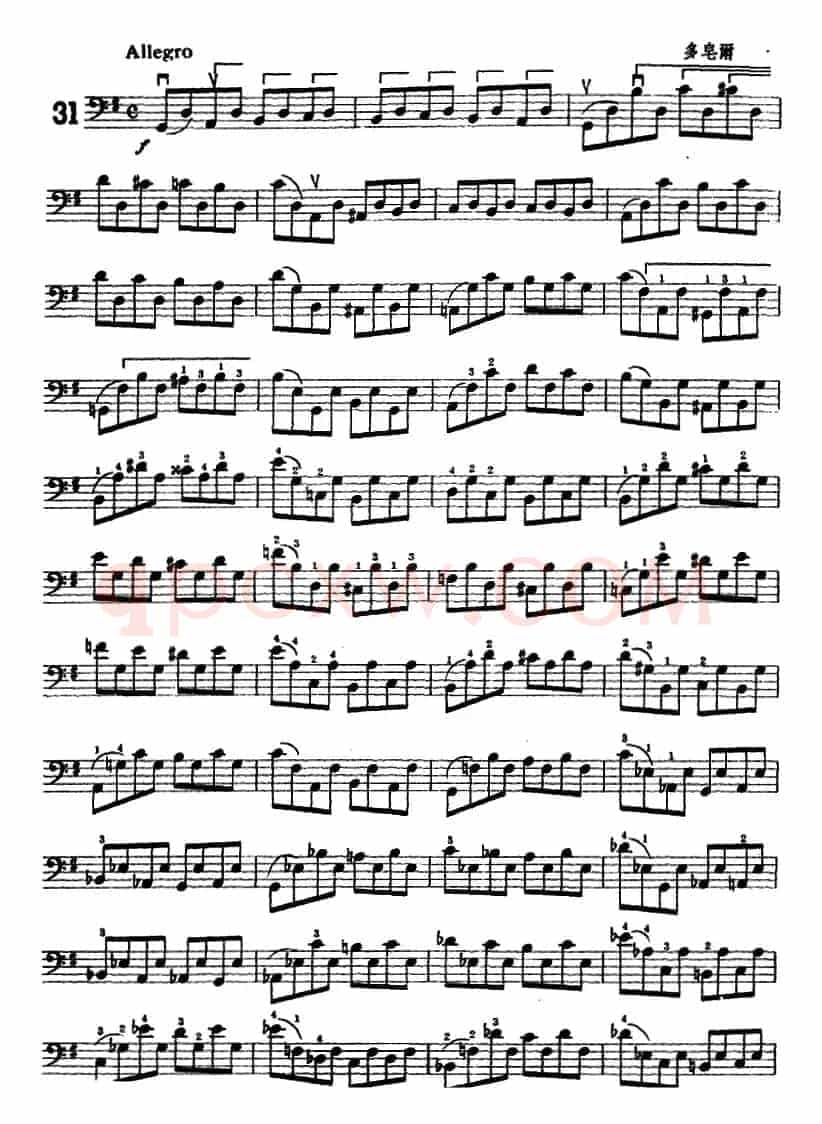 鲍斯特列姆大提琴练习曲（31-34）