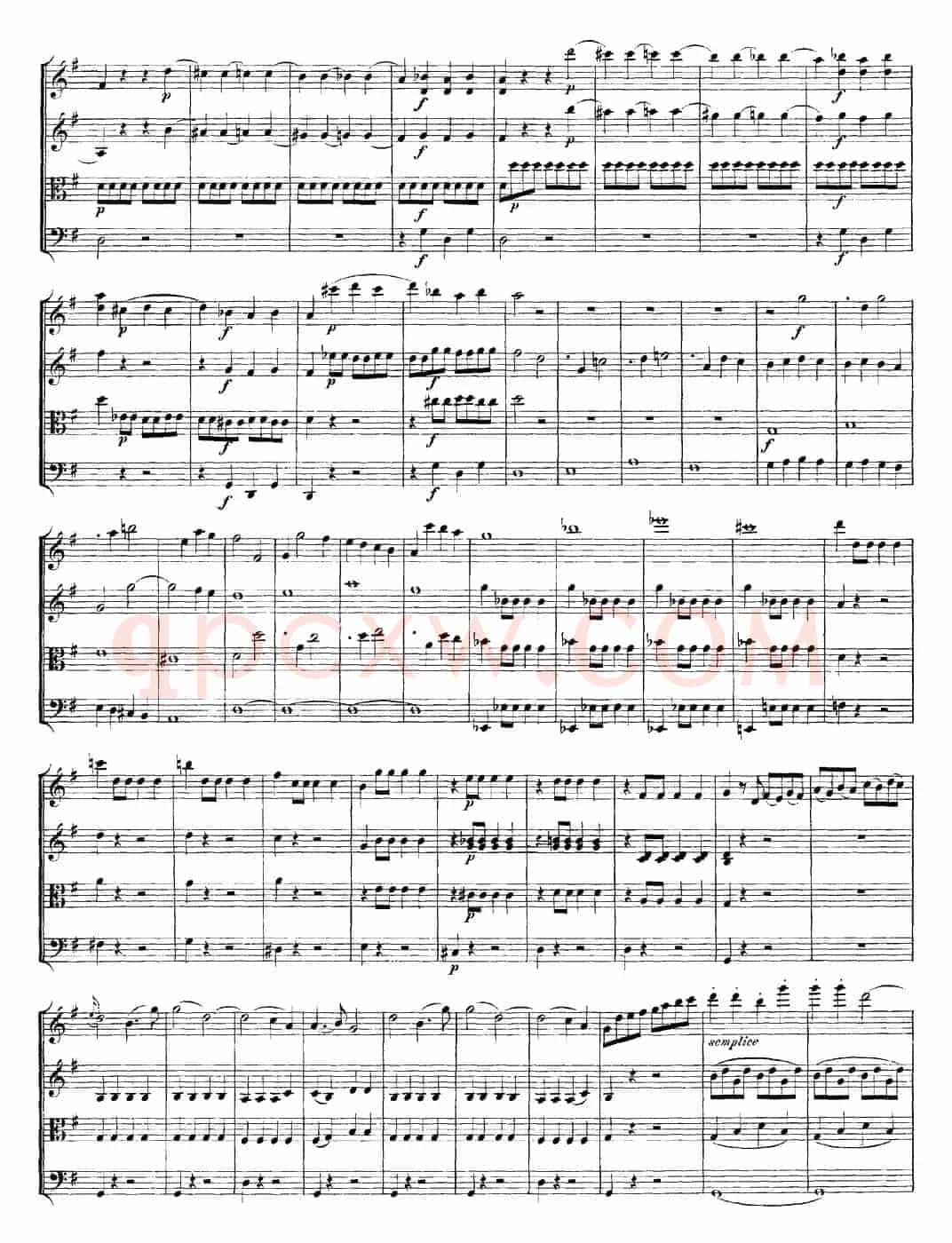 Mozart《Quartet No.14 in G Major,K.387》（总谱）