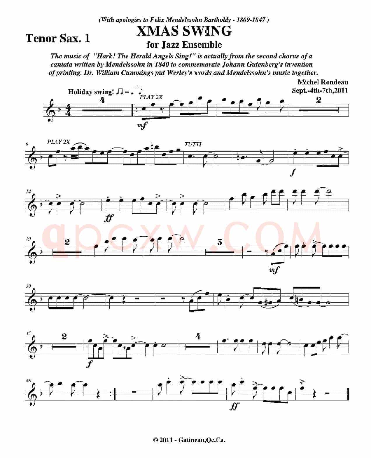 XMAS SWING（第一次中音萨克斯分谱）