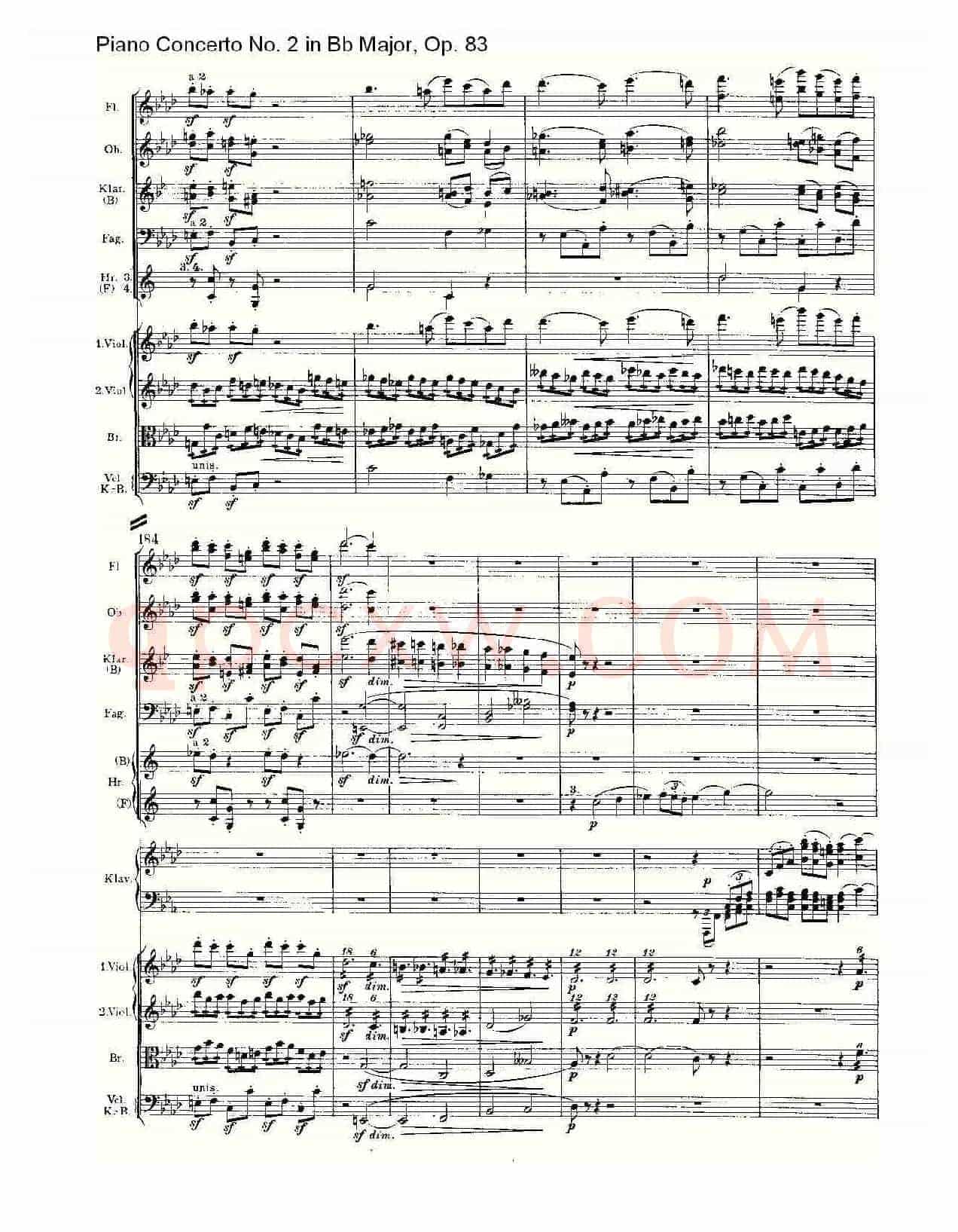 Bb大调钢琴第二协奏曲, Op.83第一乐章(一)