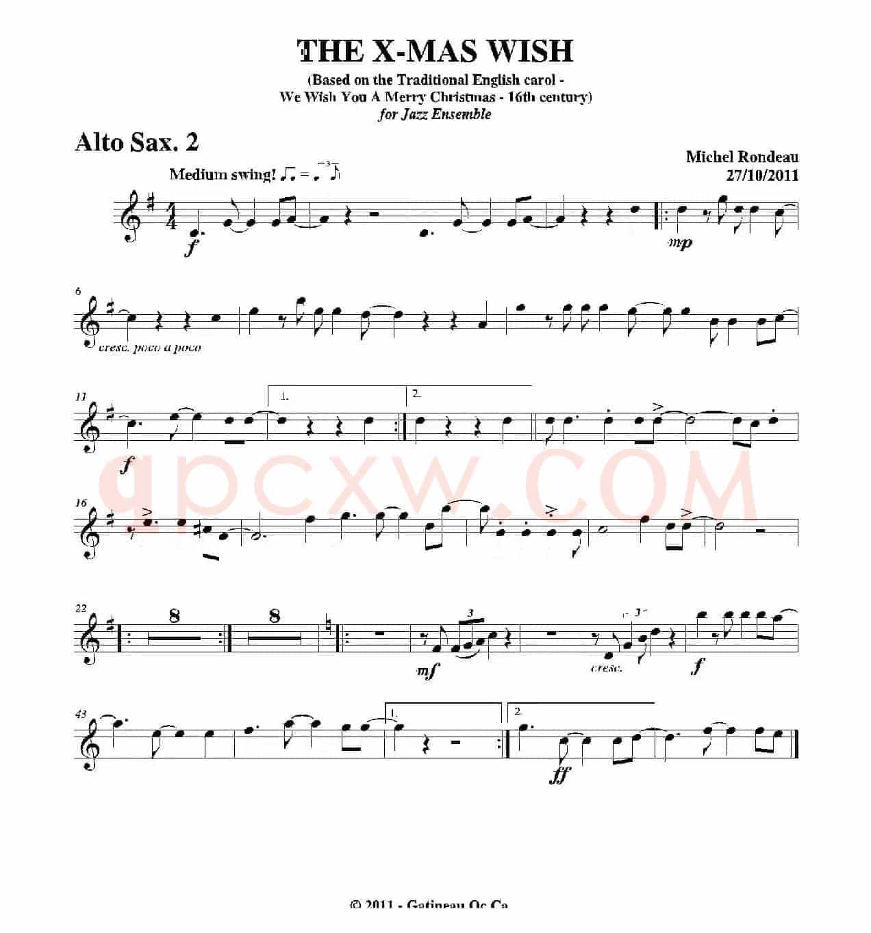 THE X-MAS WISH（第二中音萨克斯分谱）