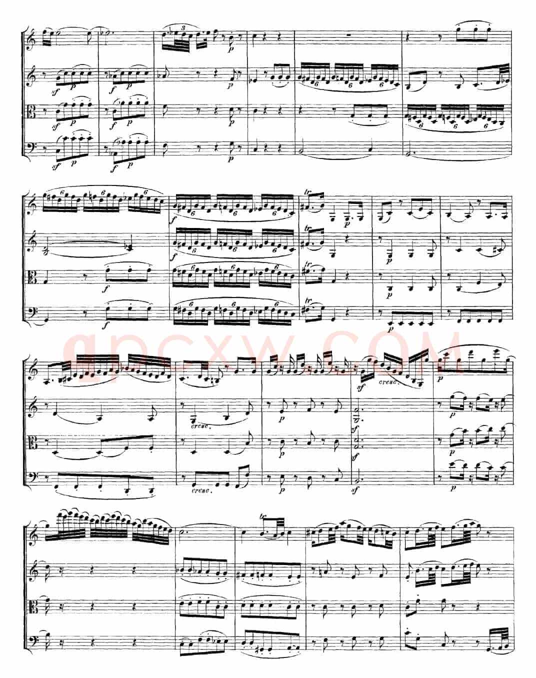 Mozart《Quartet No.14 in G Major,K.387》（总谱）