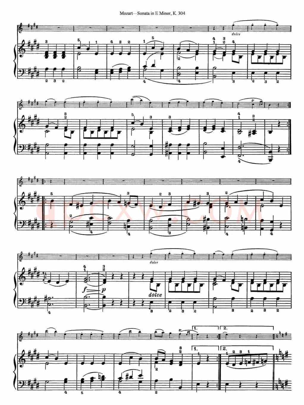 Violin Sonata in E Minor K.304（小提琴+钢琴伴奏）