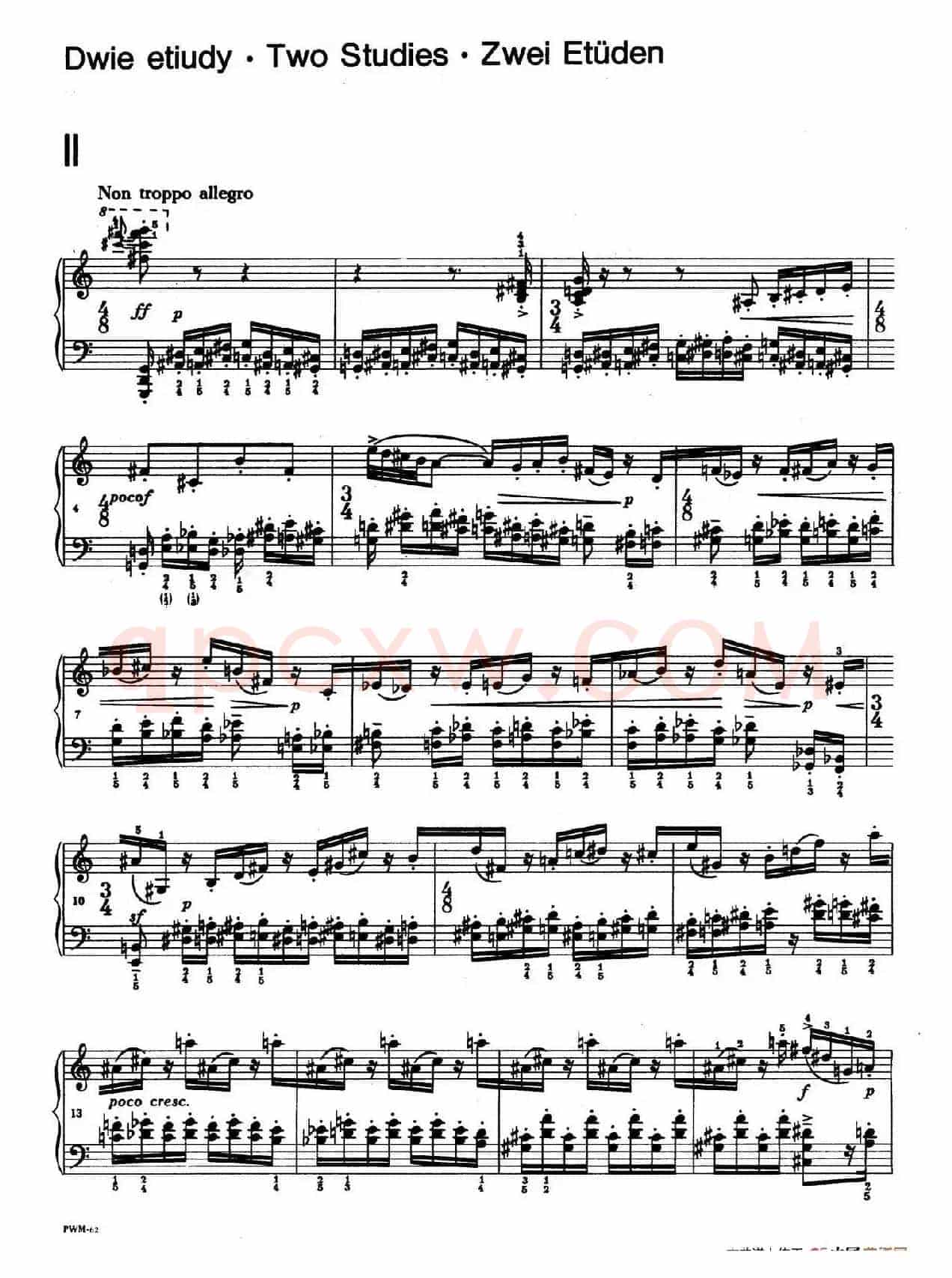 Two Studies(2首练习曲 2. 不过分的快板)