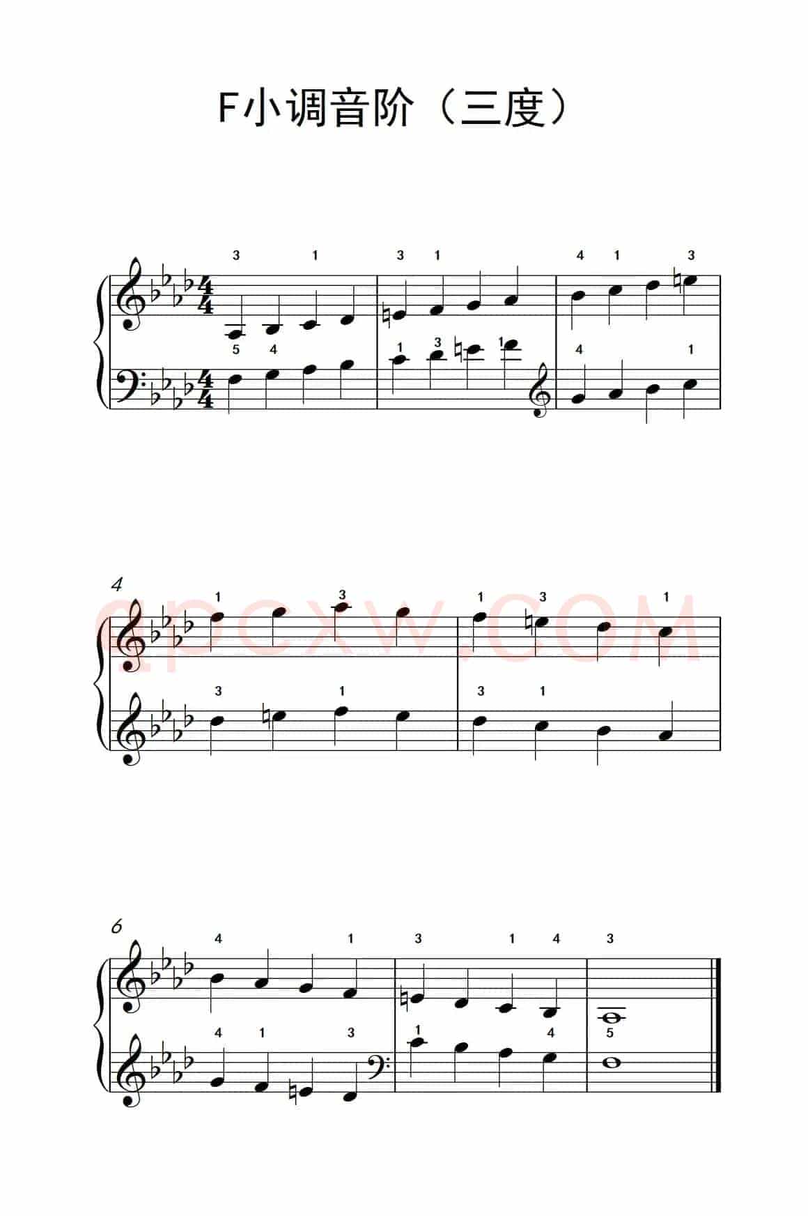 F小调音阶（三度）（孩子们的钢琴音阶、和弦与琶音 2）