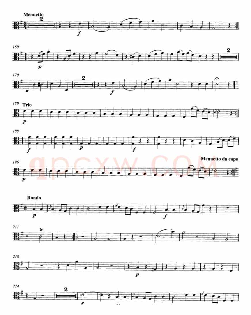 Mozart《String Quartet No.1 in G Major,K.80》（Viola分谱）