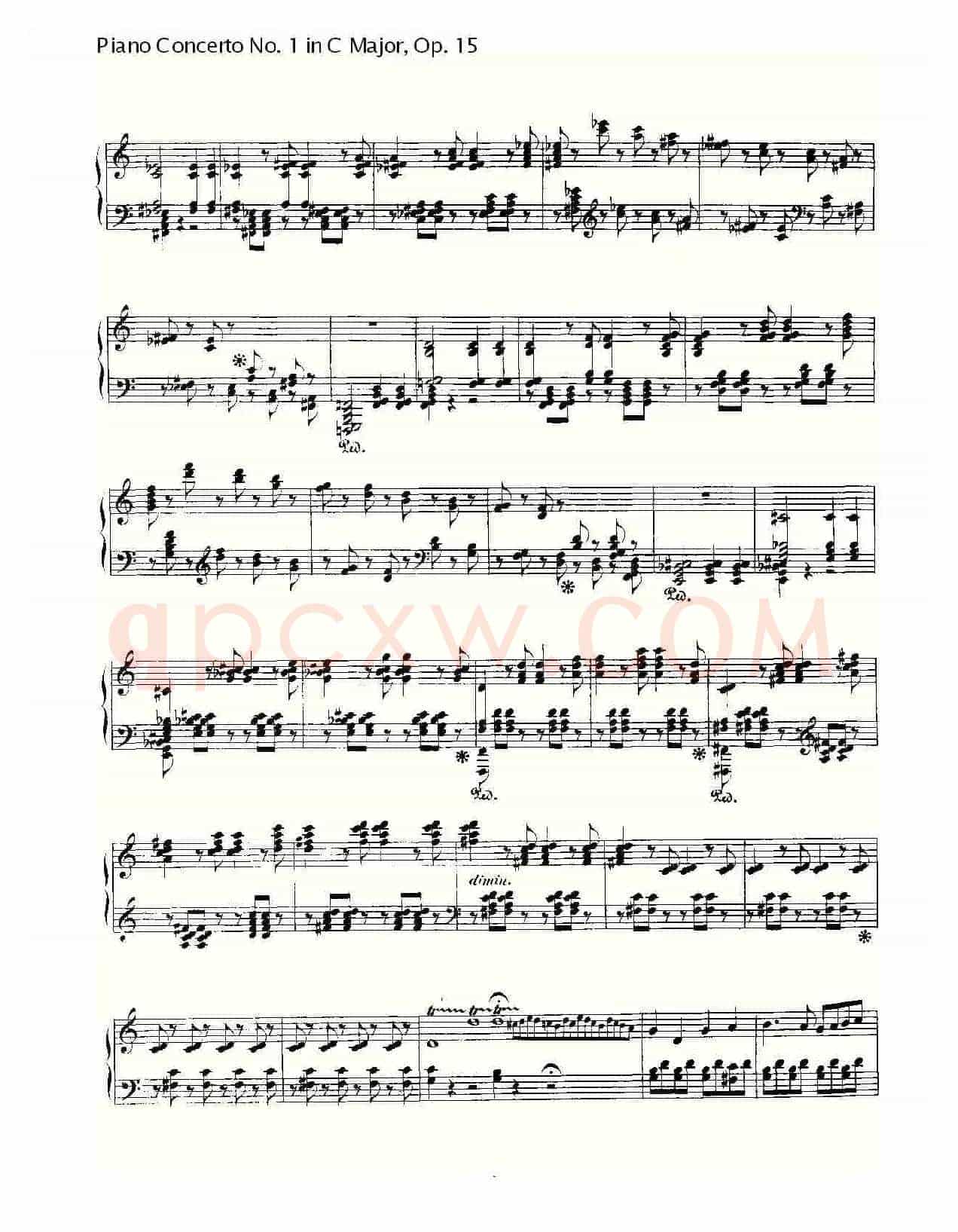 C大调钢琴第一协奏曲 Op.15 华彩乐段