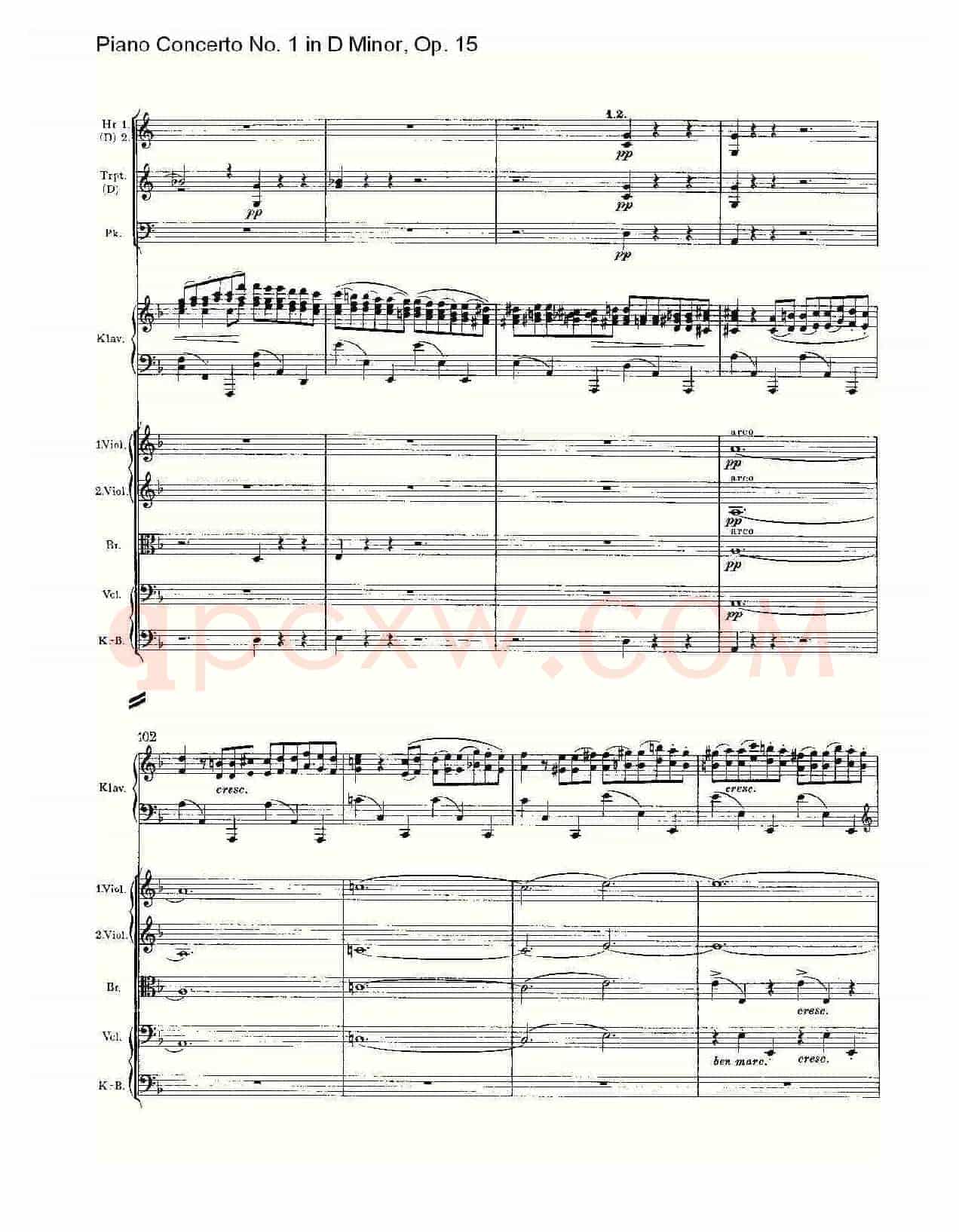 D小调钢琴第一协奏曲, Op.15第一乐章(一)