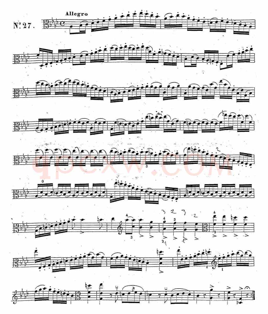 卡瓦利尼《中提琴演奏教程》练习曲
