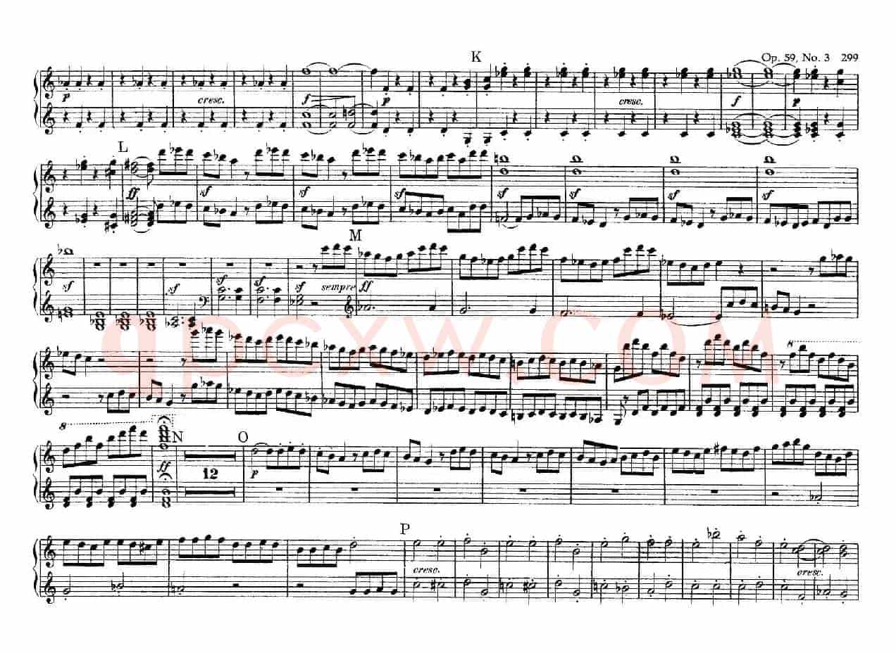 String Quartet No.9 in C Major Op.59-3 - 4 Hands(C大调第九弦乐四重奏·四手联弹)