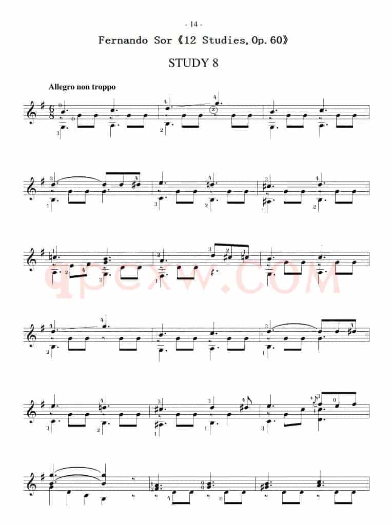 Fernando Sor《12 Studies,Op.60》（STUDY 8）