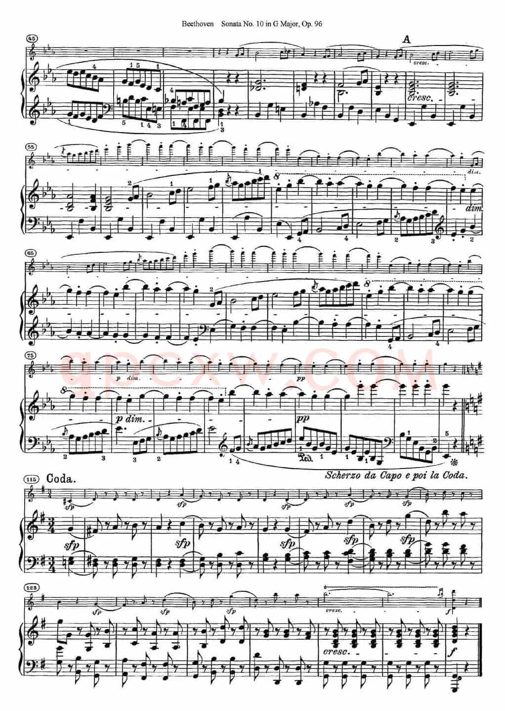 Violin Sonata No.10 in G Major Op.96（小提琴+钢琴伴奏）