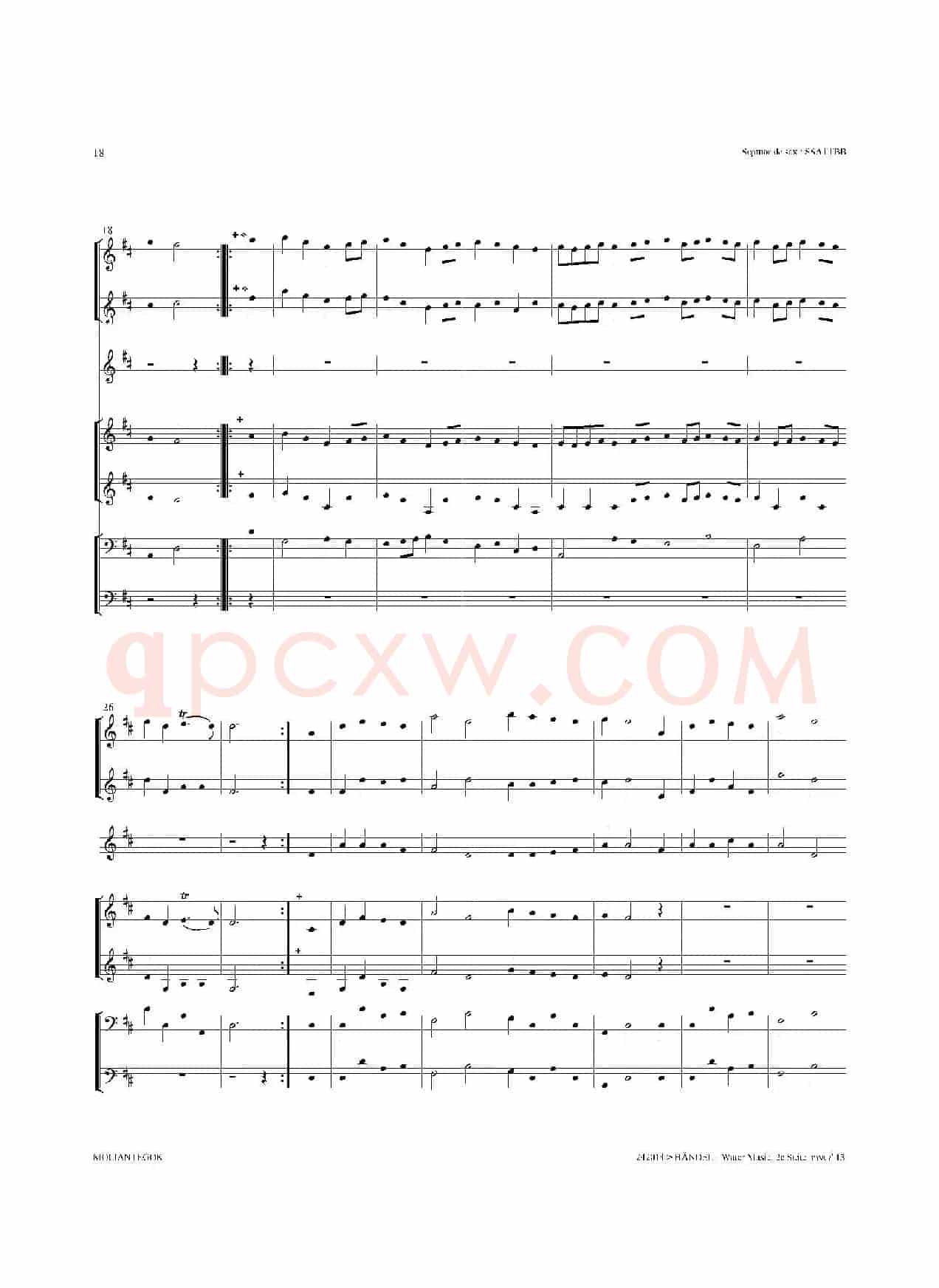 Water Music（HWV.349 No.2）（萨克斯合奏总谱）