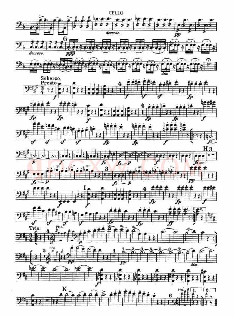 TROUT-QUARTET（大提琴谱）