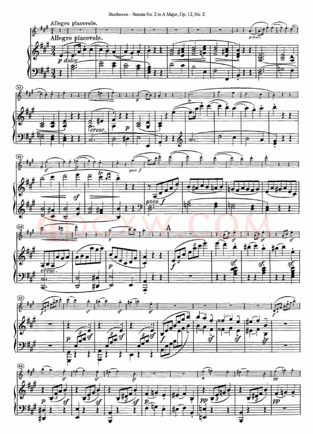 Violin Sonata No.2 in A Major Op.12 No.2（小提琴+钢琴伴奏）