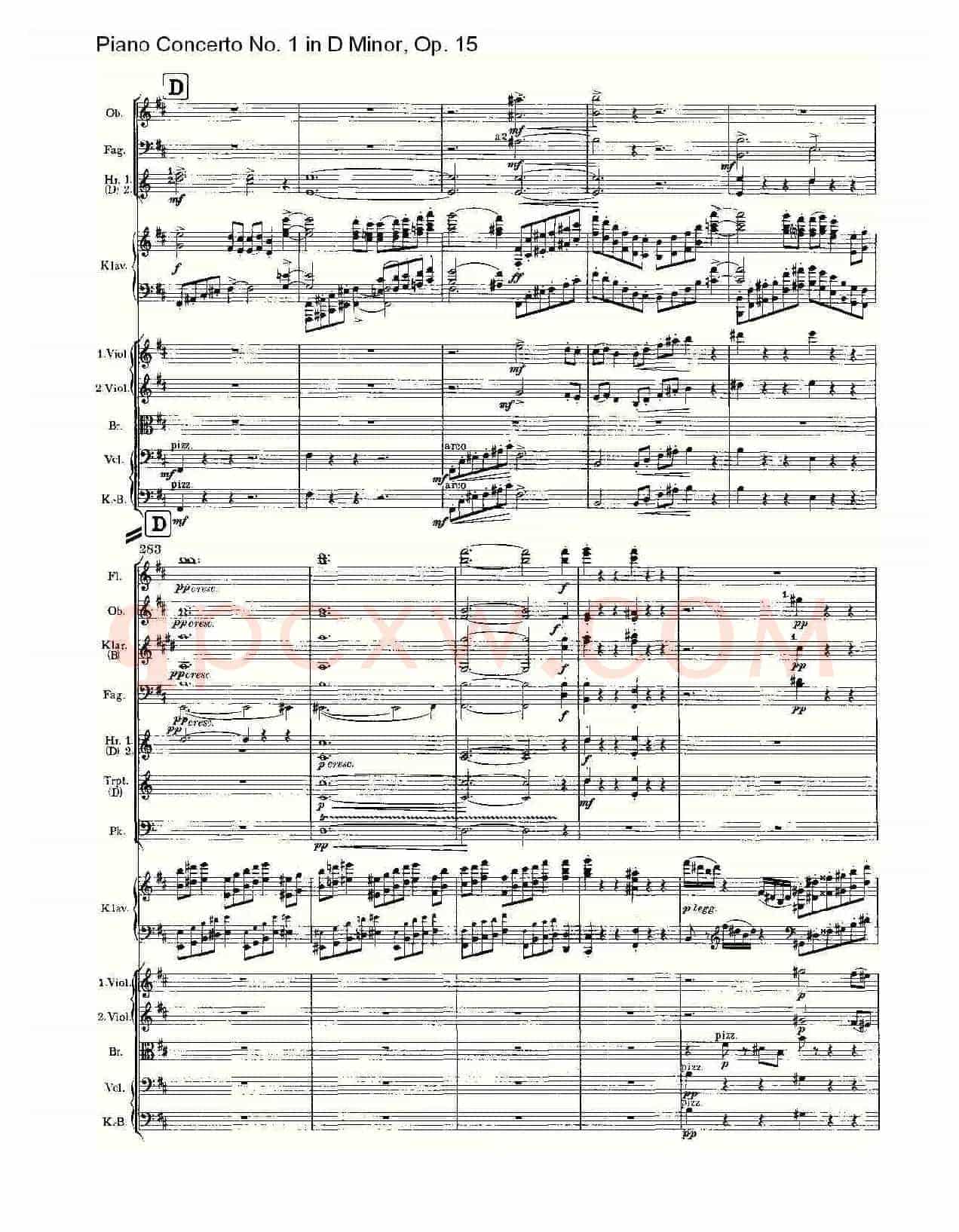 D小调钢琴第一协奏曲, Op.15第一乐章(一)