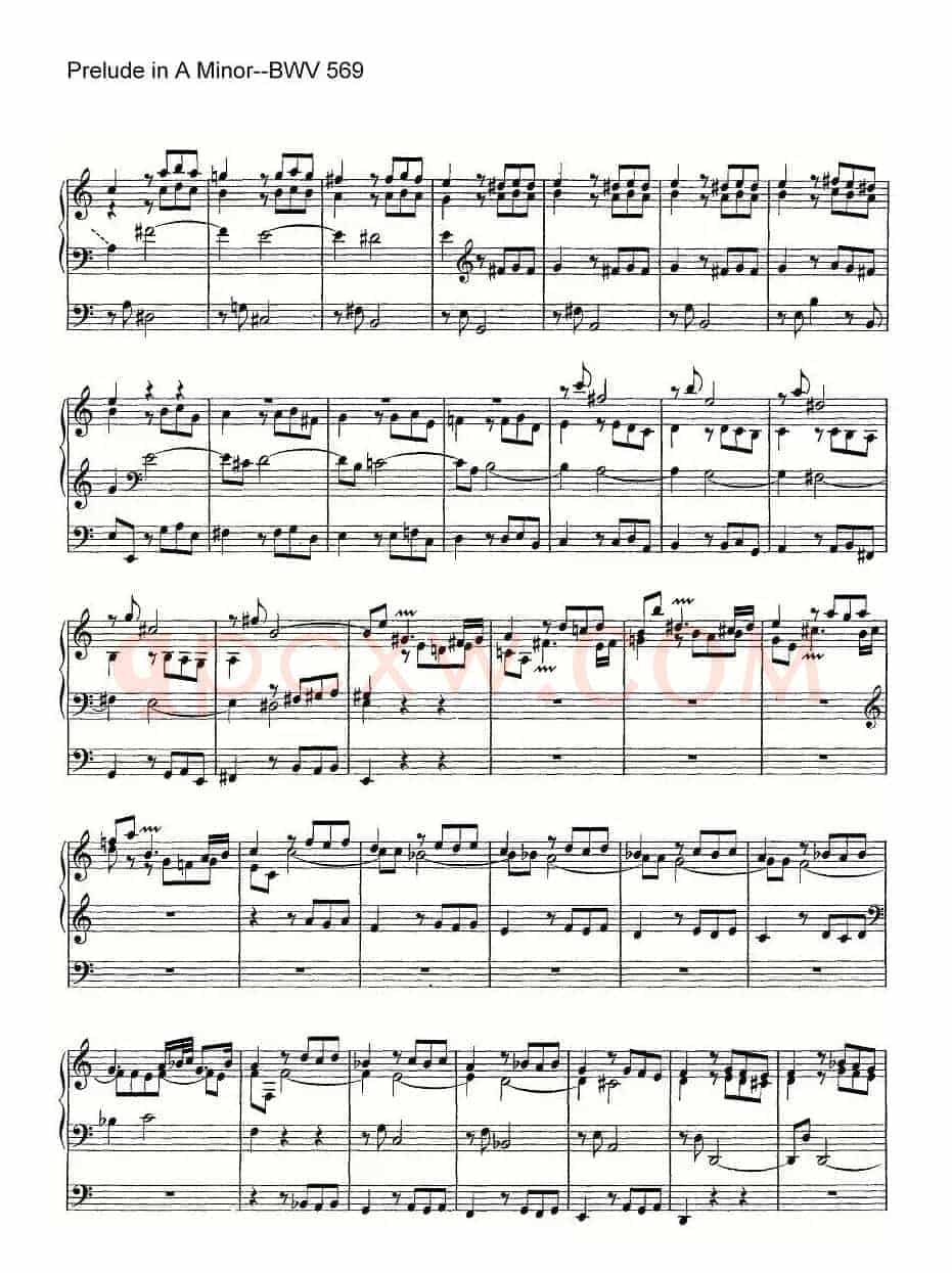Prelude in A Minor--BWV 569（管风琴谱）