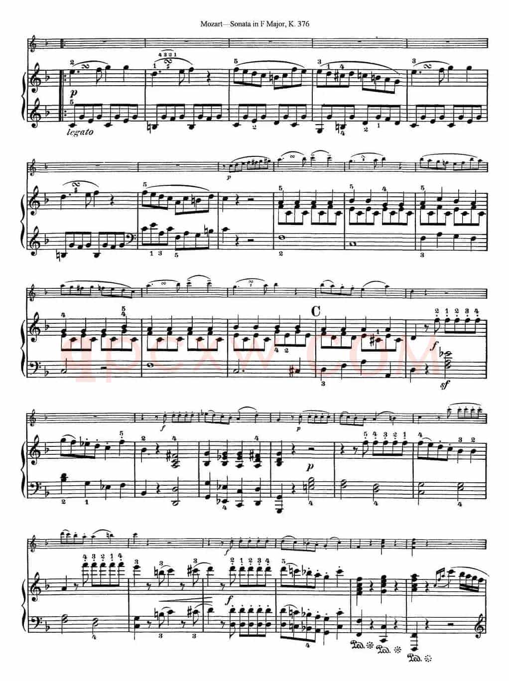 Violin Sonata in F Major K.376（小提琴+钢琴伴奏）