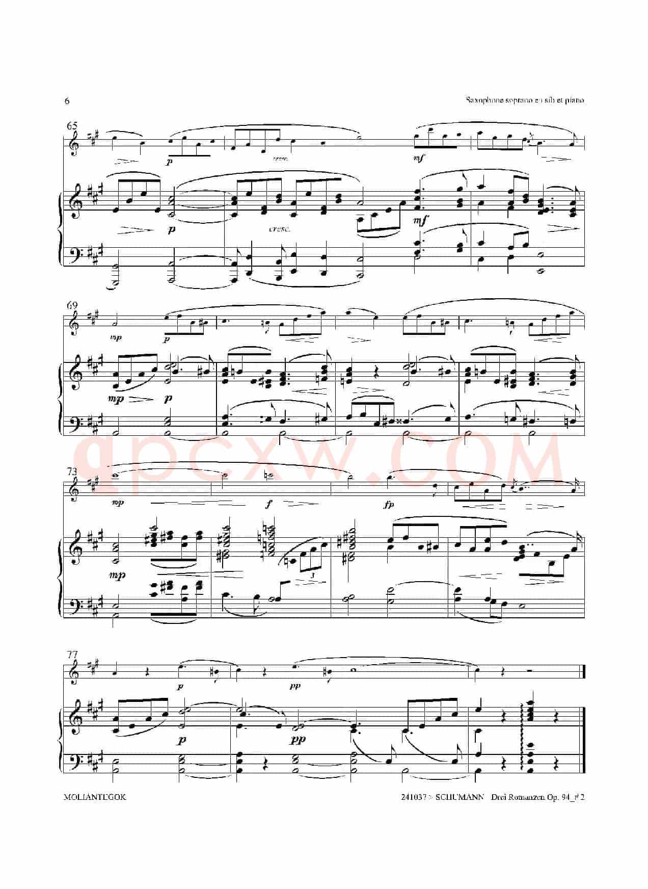 三首浪漫曲 Op.94（高音萨克斯+钢琴伴奏）
