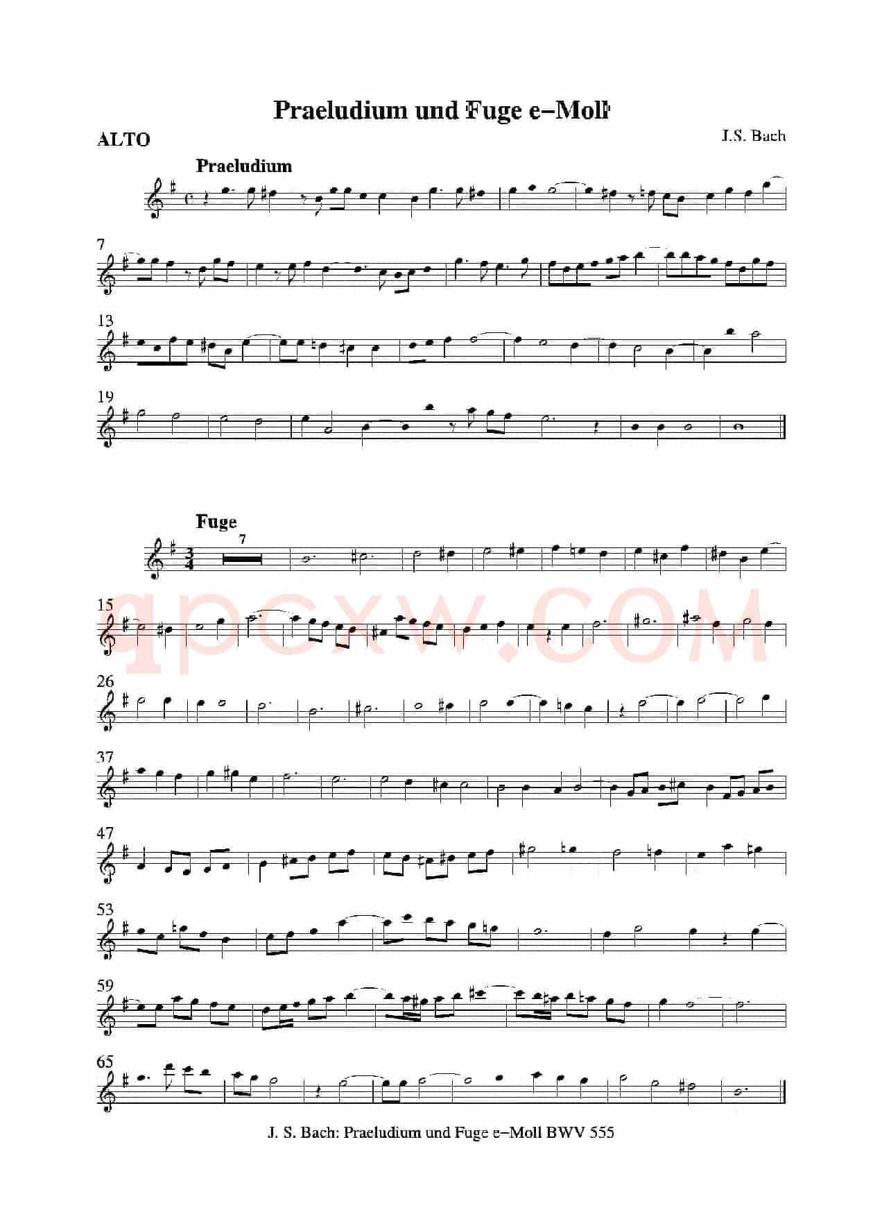 Praeludium und Fuge e-Moll（四重奏总谱+分谱）