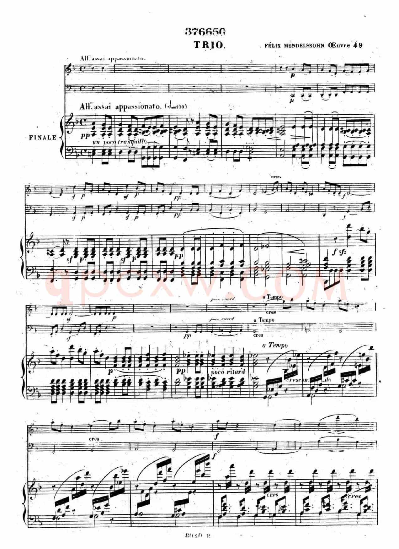 Piano Trio No.1 in d Minor Op.49(d小调第一钢琴三重奏·第四乐章)